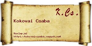 Kokovai Csaba névjegykártya