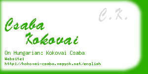 csaba kokovai business card